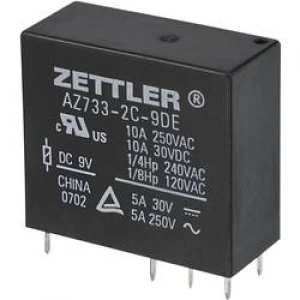 PCB relays 9 Vdc 10 A 2 change overs Zettler Electronics