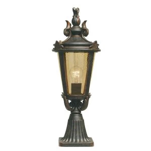 1 Light Medium Outdoor Pedestal Lantern Weathered Bronze IP44, E27