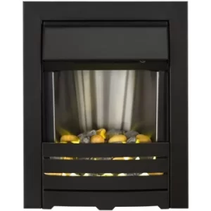 Adam Helios Steel Black Inset Electric Fire Heater Heating Real Flame Effect