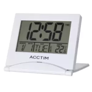 Acctim Mini Flip II Travel LCD Alarm Clock White