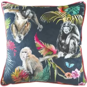 Evans Lichfield Jungle Monkey Cushion Cover (One Size) (Blue) - Blue