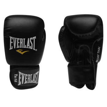 Everlast Leather Thai Boxing Gloves - BLACK