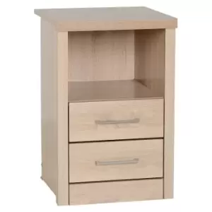 Seconique Lisbon Light Oak Effect 2 Drawer 1 Shelf Bedside Cabinet