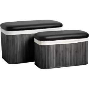 Ottoman Black Bamboo Storage Seats - Premier Housewares