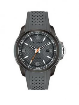 Citizen Eco-Drive Grey Date Dial Grey Silicone Strap Mens Watch