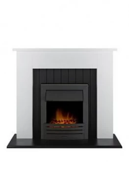 Adam Fire Surrounds Chessington Fireplace In White and Black With Eclipse Black Electric Fire