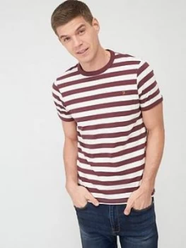 Farah Belgrove Stripe T-Shirt - Red Size M Men