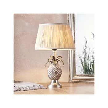 Endon Lighting Pineapple & Freya - Table Lamp Pewter Plate & Oyster Silk 1 Light IP20 - E27