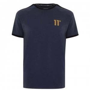 11 Degrees Taped Ringer T Shirt - Anthracite/Gold
