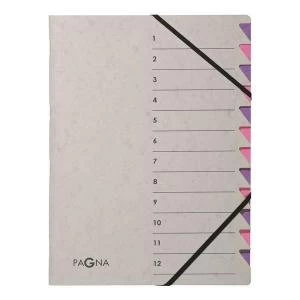 Pagna Pro Deluxe A4 12 Compartment Sorting File GreyPink Pack of 5