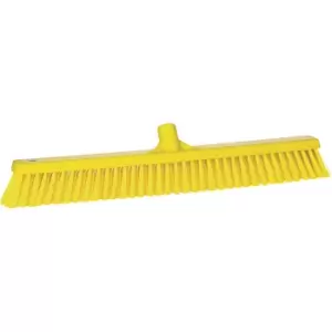 Vikan Broom, width 610 mm, soft/hard, pack of 10, yellow
