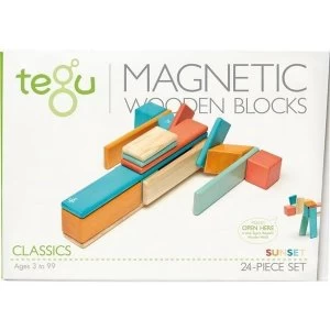 24 Piece Tegu Magnetic Wooden Block Set Sunset