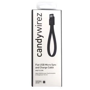 Candywirez USB 2.0 A (M) to USB 2.0 Micro B (M) 0.15m Black Magnetic Tangle-Free Data Cable
