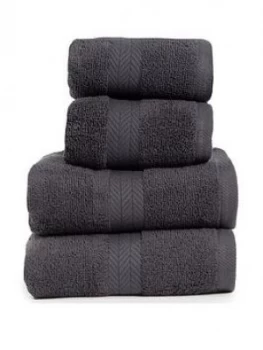 Essentials Collection 4 Piece 100% Cotton 450 Gsm Quick Dry Towel Bale - Dark Grey