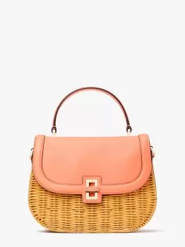 Kate Spade Gracie Wicker Medium Top, Handle Bag, Pink Moon Multi, One Size