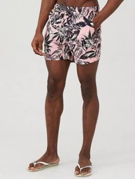 Superdry Edit Floral Print Swim Shorts - Pink, Size XL, Men