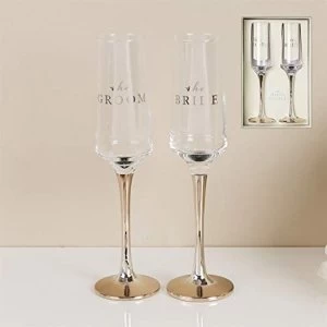 Amore By Juliana Straight Flute Set of 2 Bride & Groom
