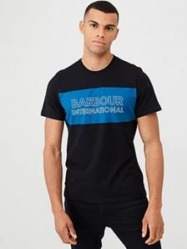 Barbour International Panel Logo T-Shirt - Black, Size L, Men