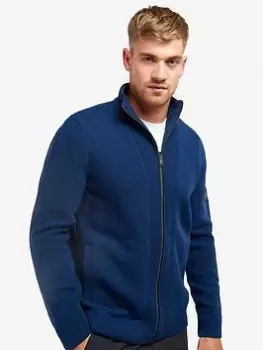 Barbour International Alloy Zip Through Knitted Jumper - Blue Size XL, Men