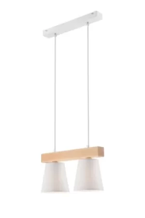 Enrico Bar Pendant Ceiling Light With Fabric Shades, White, 2x E27