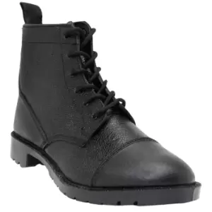 Grafters Mens 6 Eye Grain Leather Cadet Boots (4 UK) (Black)