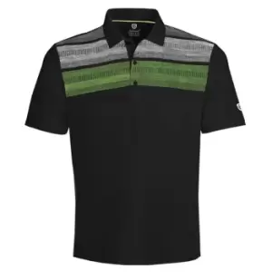 Island Green Green - Mens Matrix Print Golf Shirt - Black