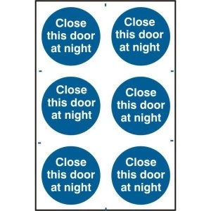 ASEC Close This Door At Night 200mm x 300mm PVC Self Adhesive Sign