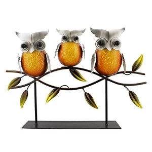 Country Living Hand Painted Metal Owls on Branch 28.5cm