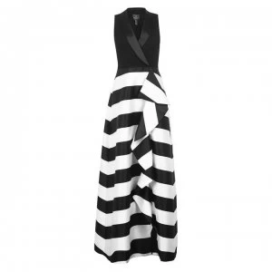 Adrianna Papell Stripe Mikado Dress - Black Ivory