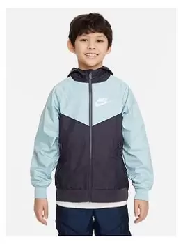 Boys, Nike Older Kids Sportswear Wind-ready Hooded Jacket, Navy, Size L=12-13 Years