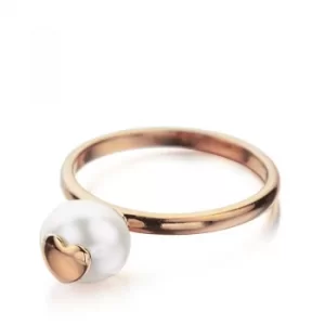 Ladies Shimla PVD rose plating Size O Ring With Heart Fresh Water Pearl