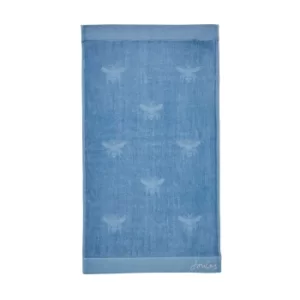 Joules Botanical Bee Semi Plain Bath Towel, Pale Blue
