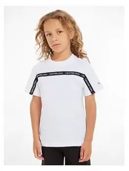 Calvin Klein Jeans Boys Logo Tape Short Sleeve T-Shirt - White, Size 14 Years