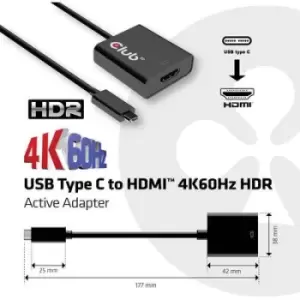 club3D CAC-2504 USB Adapter [1x USB 3.2 2nd Gen connector C (USB 3.1) - 1x HDMI socket] Black