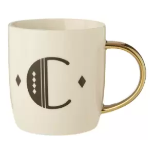 Bone China White/Gold C Alphabet Mug