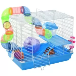 Hamster Cage Carrier Small Animal House w/ Exercise Wheels Tunnel Tube - Pawhut
