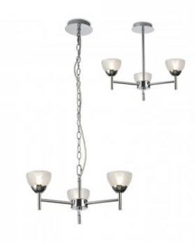 Ceiling 3 Light G9 Ceiling Pendant, Semi Ceiling, Polished Chrome with Clear Prismatic Glass