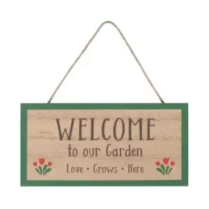 Welcome To Our Garden Tulip MDF Hanging Sign