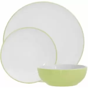 Premier Housewares Dinner Sets With 12 Pieces Green / White Dinner Set With Different Sized Plates For Dinners / Lunches / Set For 4 Made In