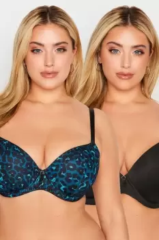 2 PACK Leopard Print Wired T-Shirt Bras
