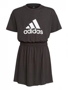 adidas Girls Dance Dress - Black/White, Size 11-12 Years, Women