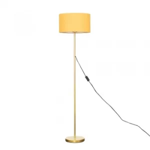 Charlie Gold Floor Lamp with Large Mustard Reni Shade