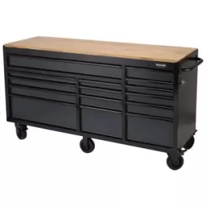 Draper 08241 BUNKER Workbench Roller Tool Cabinet, 15 Drawer, 72", Grey