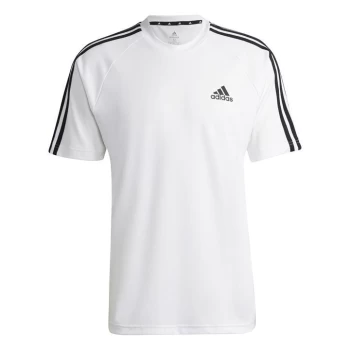 adidas Classic 3 Stripe Sereno T Shirt Mens - White