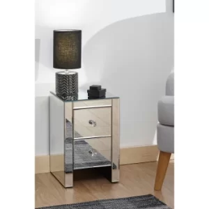 Mirrored 2 Drawer Side Table
