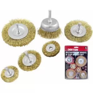 6pc Brass Wire Wheel / Cup Brush Set Use With Rotary Drill And Drills - Dekton