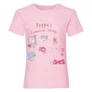 Peppa Pig Girls Favourite Things T-Shirt (2-3 Years) (Pale Pink)