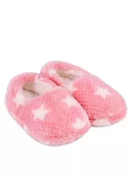 TOTES Girls Star Close Back Slipper - Pink, Size 11-12 Younger