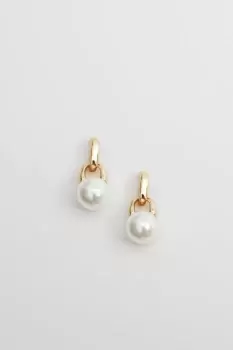 Gold Plated And Pearl Mini Drop Earrings
