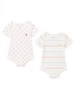 Joules Baby Unisex 2 Pack Bodysuits - White, Size Age: Up To 1 Month